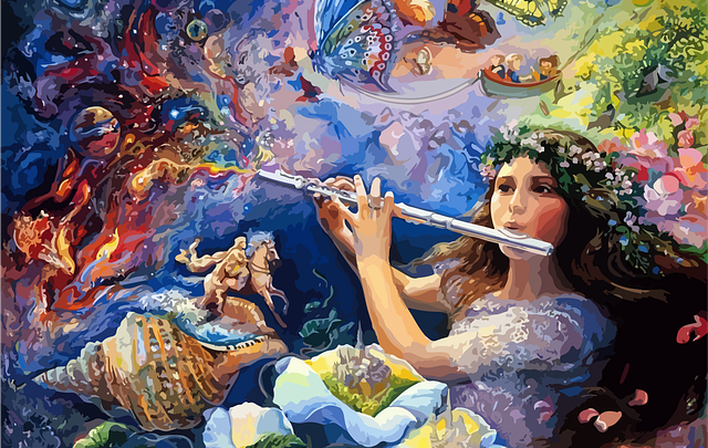 fantazyjna wróżka grająca na flecie